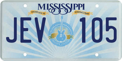 MS license plate JEV105
