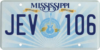 MS license plate JEV106