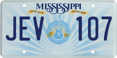 MS license plate JEV107
