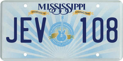 MS license plate JEV108