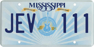 MS license plate JEV111