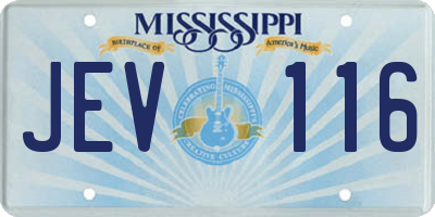 MS license plate JEV116