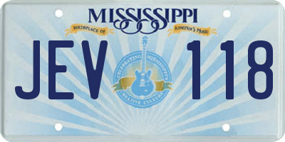 MS license plate JEV118