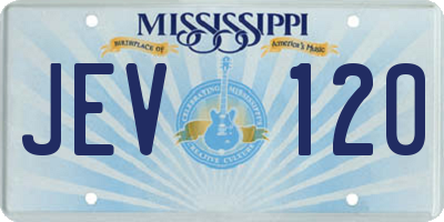 MS license plate JEV120