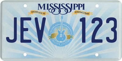 MS license plate JEV123
