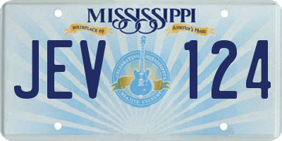 MS license plate JEV124