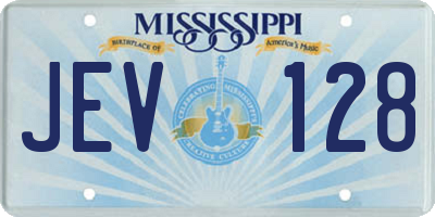MS license plate JEV128