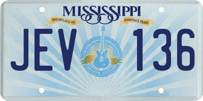 MS license plate JEV136