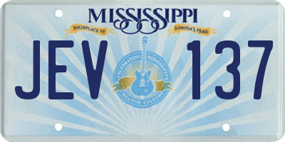 MS license plate JEV137