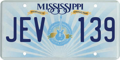 MS license plate JEV139
