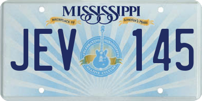 MS license plate JEV145