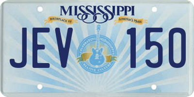 MS license plate JEV150