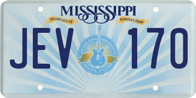 MS license plate JEV170