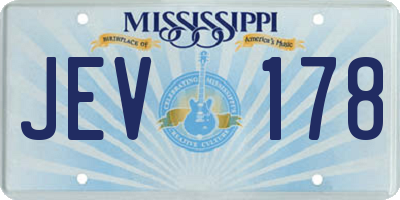 MS license plate JEV178