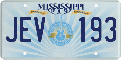 MS license plate JEV193