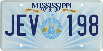 MS license plate JEV198