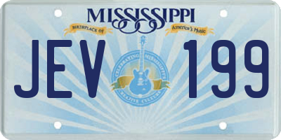 MS license plate JEV199