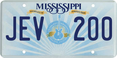 MS license plate JEV200