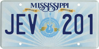 MS license plate JEV201