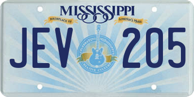 MS license plate JEV205