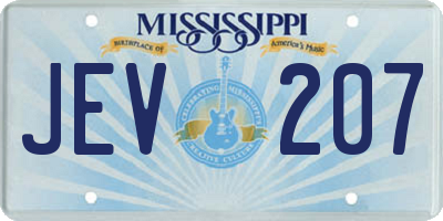 MS license plate JEV207