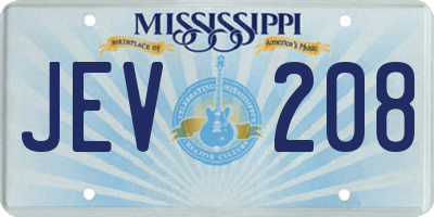 MS license plate JEV208