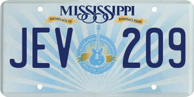 MS license plate JEV209
