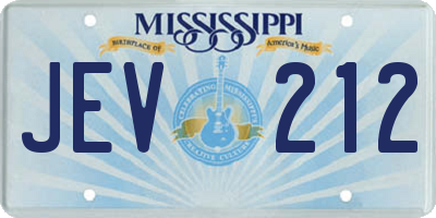 MS license plate JEV212