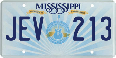 MS license plate JEV213