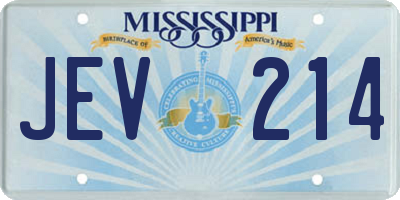 MS license plate JEV214