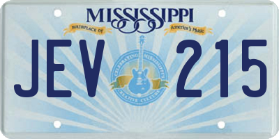 MS license plate JEV215