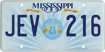 MS license plate JEV216