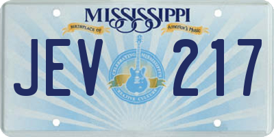 MS license plate JEV217