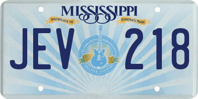 MS license plate JEV218