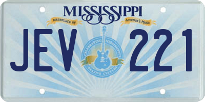MS license plate JEV221
