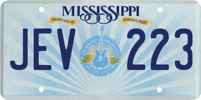 MS license plate JEV223