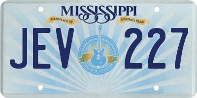 MS license plate JEV227