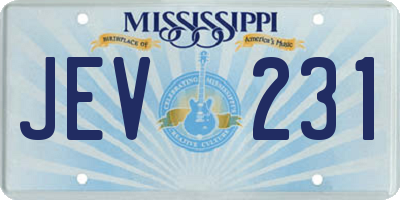 MS license plate JEV231