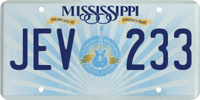 MS license plate JEV233