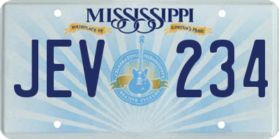 MS license plate JEV234