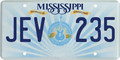 MS license plate JEV235