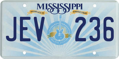 MS license plate JEV236