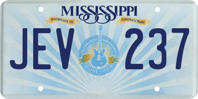 MS license plate JEV237