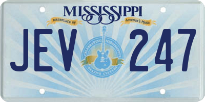 MS license plate JEV247