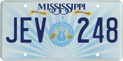 MS license plate JEV248