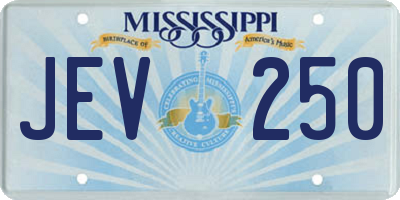 MS license plate JEV250