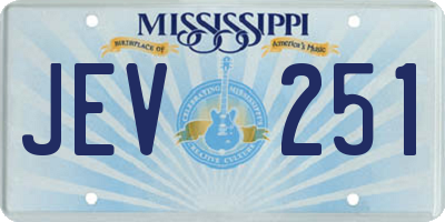 MS license plate JEV251