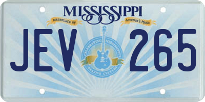 MS license plate JEV265