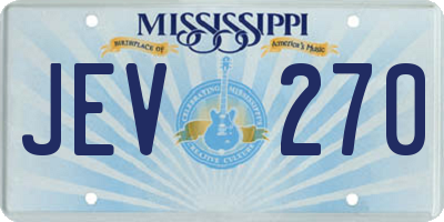MS license plate JEV270