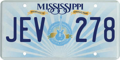 MS license plate JEV278